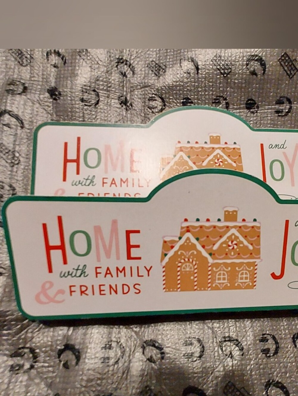Dolly Parton White, Green and Tan Holiday Wood Decor with Gingerbread House